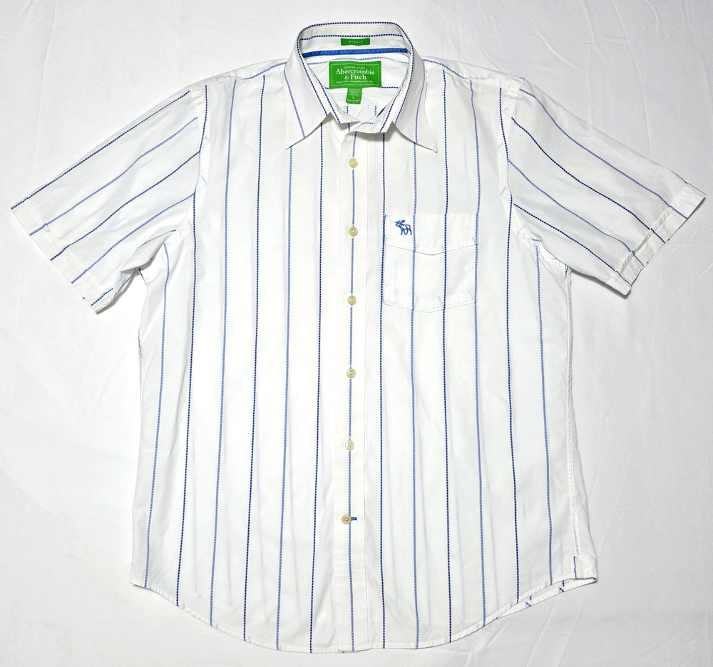 Vintage Y2K Abercrombie & Fitch Muscle Fit Short Sleeve Button Down Shirt Large